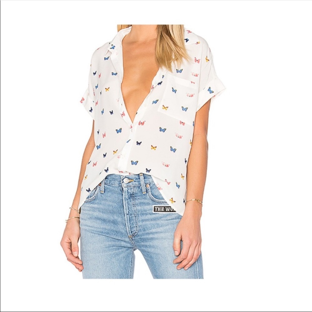 Rails Whitney Silk Butterfly Button Down Top